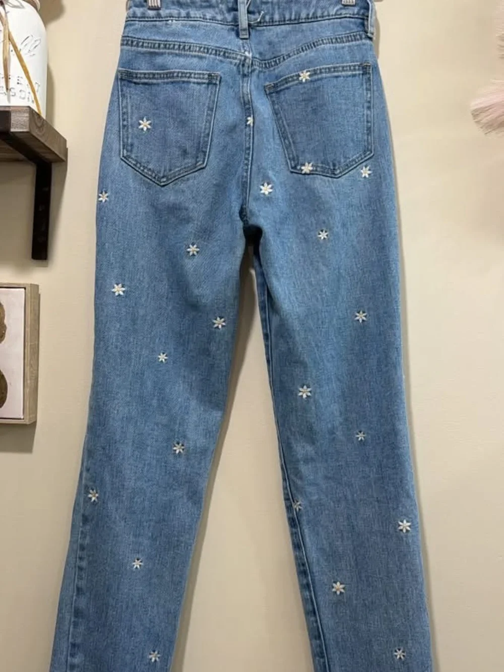 PacSun Light Blue Daisy Embroidered Jeans